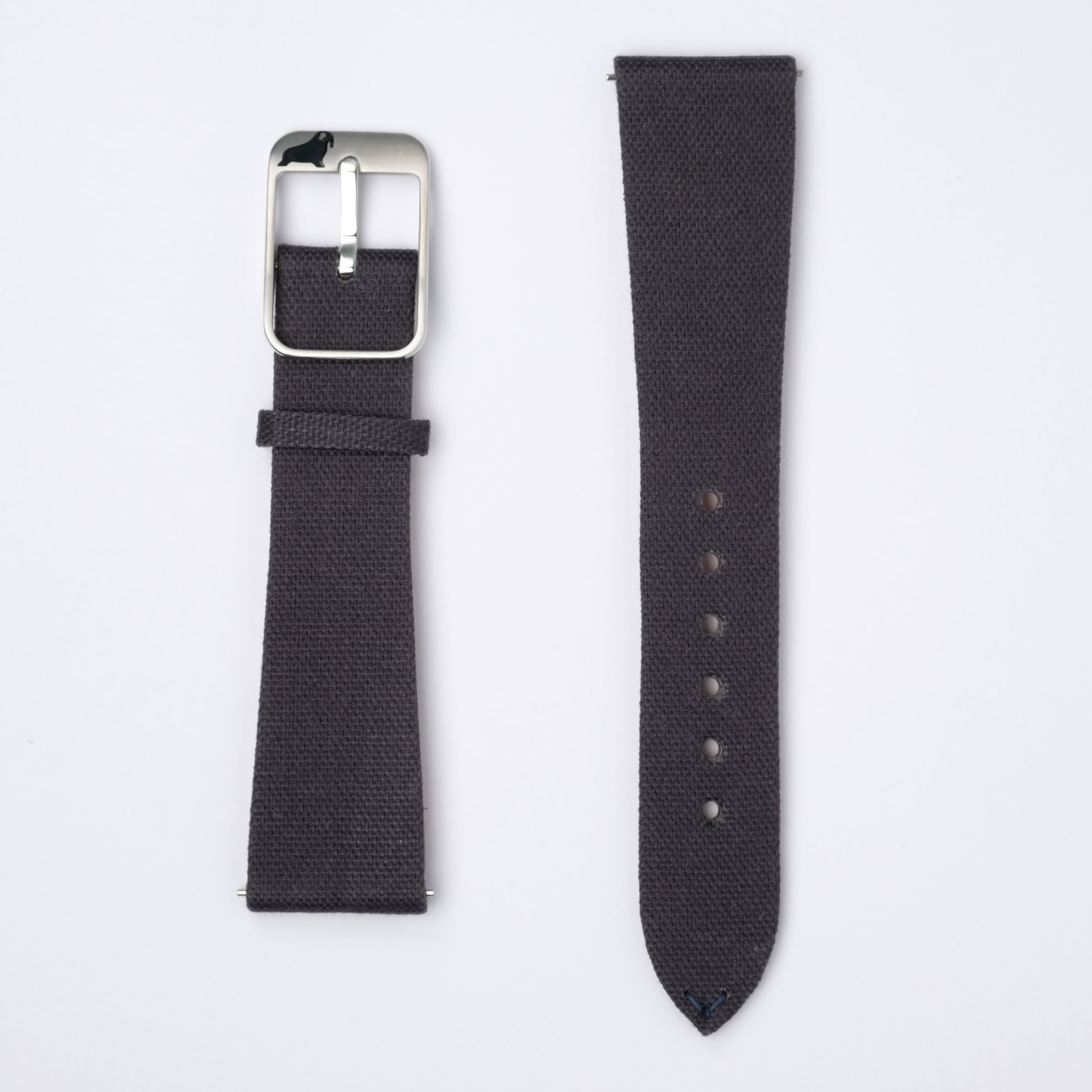 Stone Grey Fine Canvas Watch Strap by RSM, crafted from Japanese cotton canvas, featuring a 316L stainless steel buckle for durability and style.