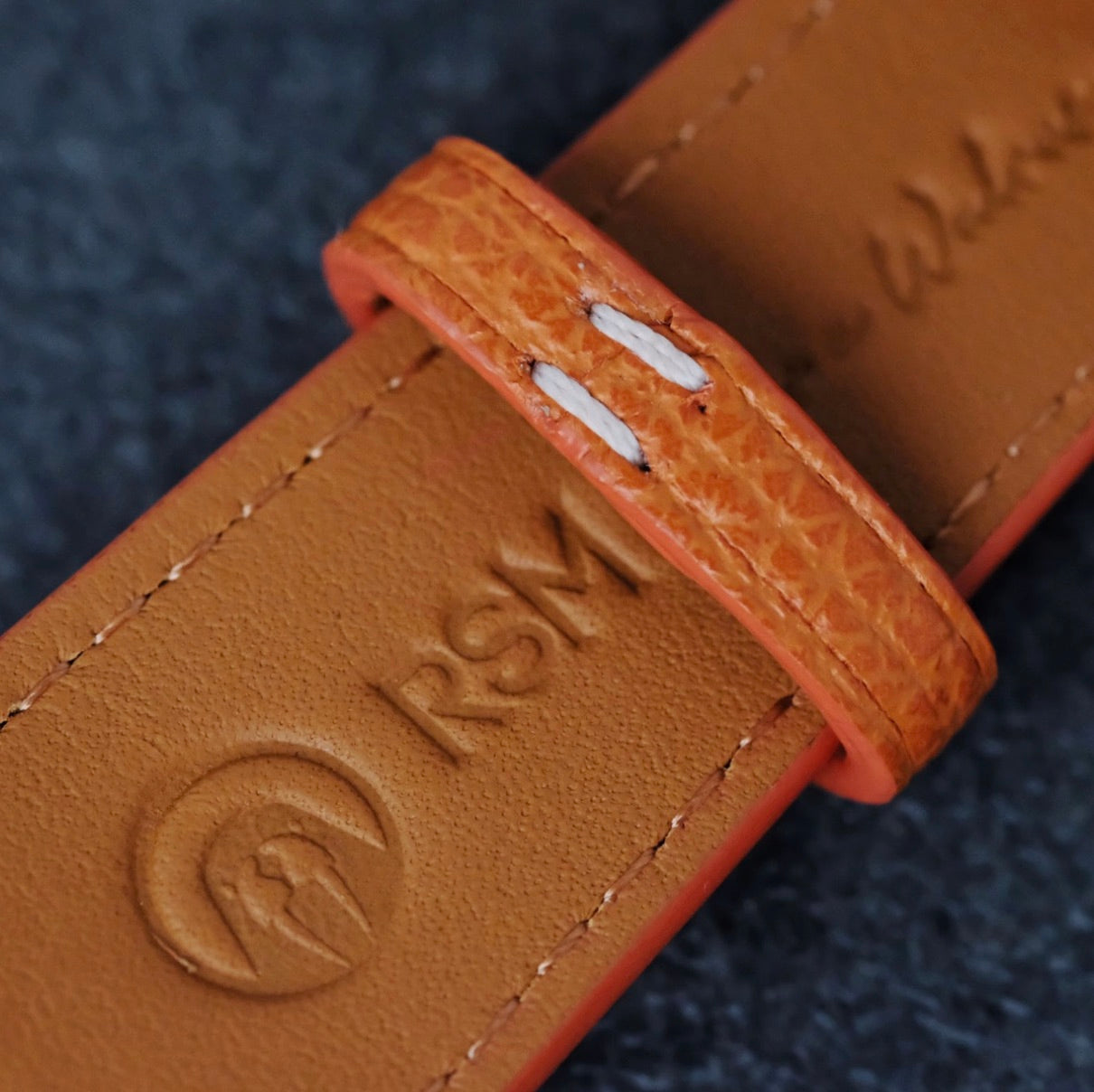 The loop finishing and backside of the RSM's Italian Epsom watch strap.