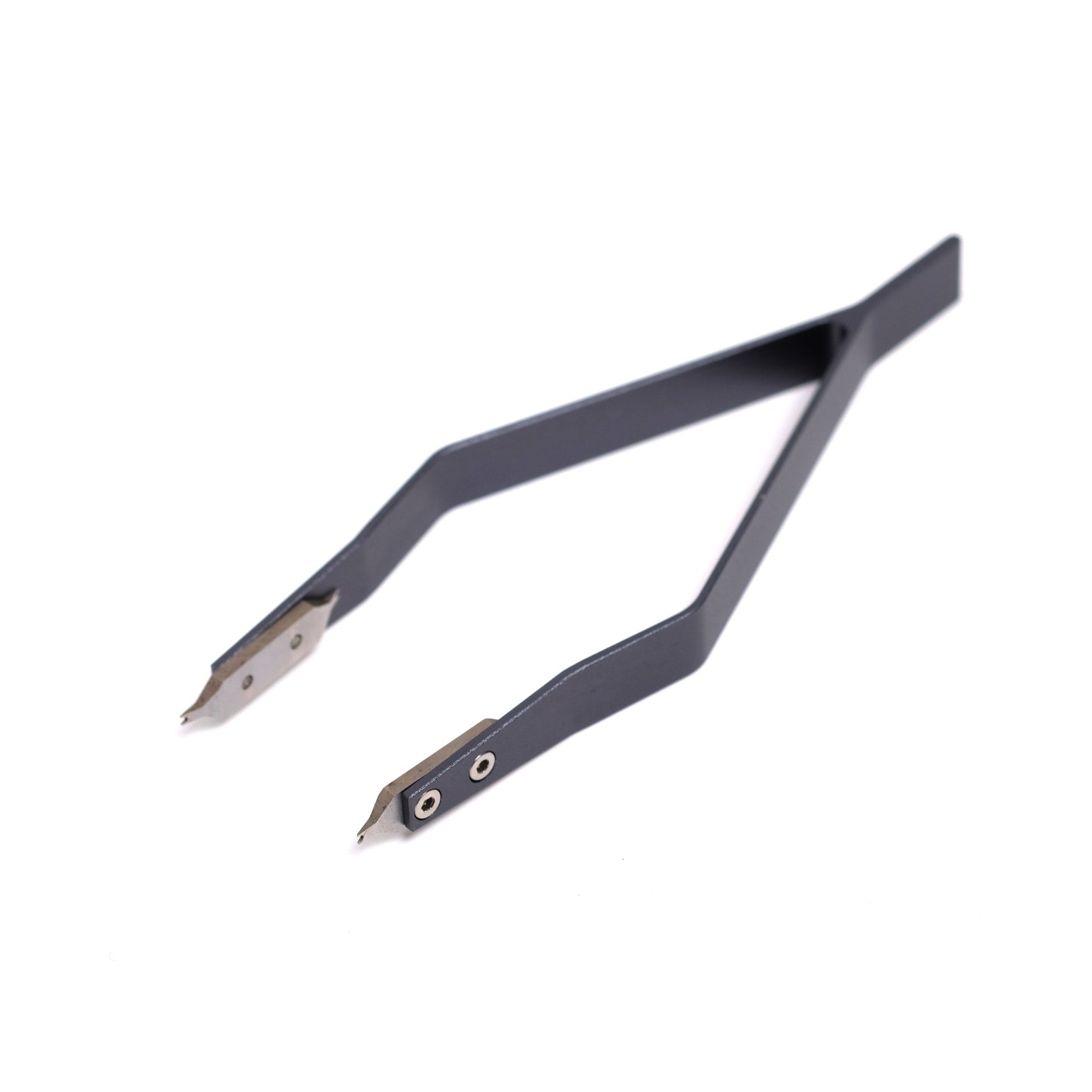 The Spring Bar Removal Tweezer Tool by RSM Watch Strap, with black precision metal tips, is partially open against a white background.