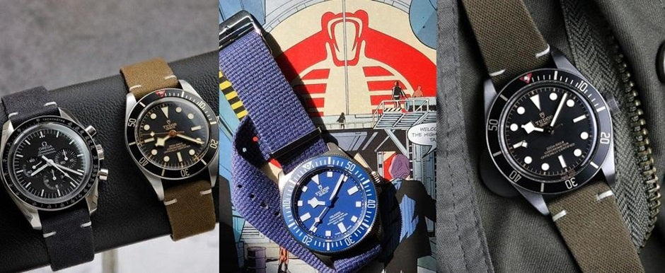 Modern Tudor watches secured to the wrist by eye-catching watch straps
