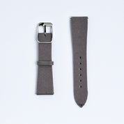 Two RSM Watch Strap Fine Canvas Watch Straps in Mid Grey are shown on a white background; the left one displays a silver buckle, while the right features multiple adjustment holes.