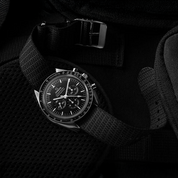 Omega Speedmaster with RSM watch strap X-Hatch Single Pass in Black