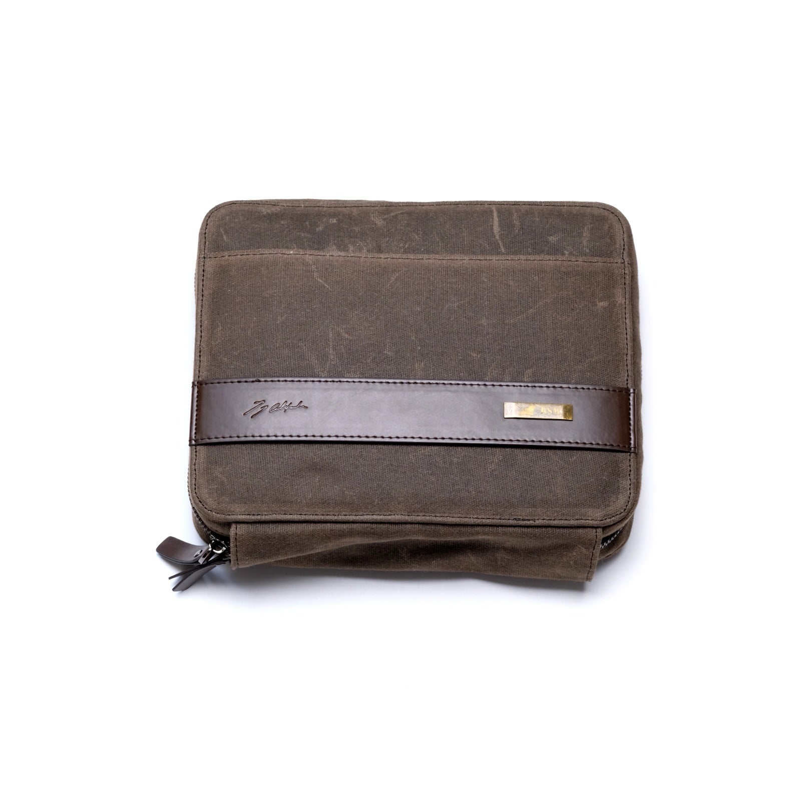 Front view of the 3-Piece Travel Watch Case in waxed canvas, designed for durability and sleek protection of your watches on the go.