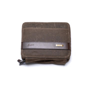 Front view of the 3-Piece Travel Watch Case in waxed canvas, designed for durability and sleek protection of your watches on the go.