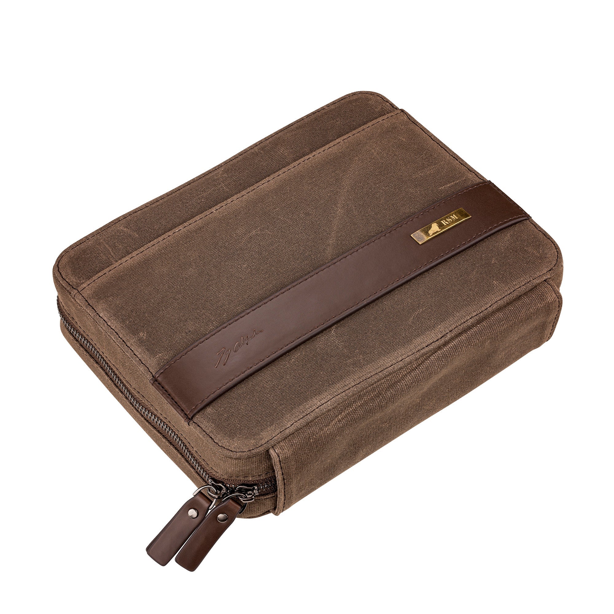 The 3-Piece Travel Watch Case in waxed canvas offers stylish protection for your timepieces, combining durability with sleek design.