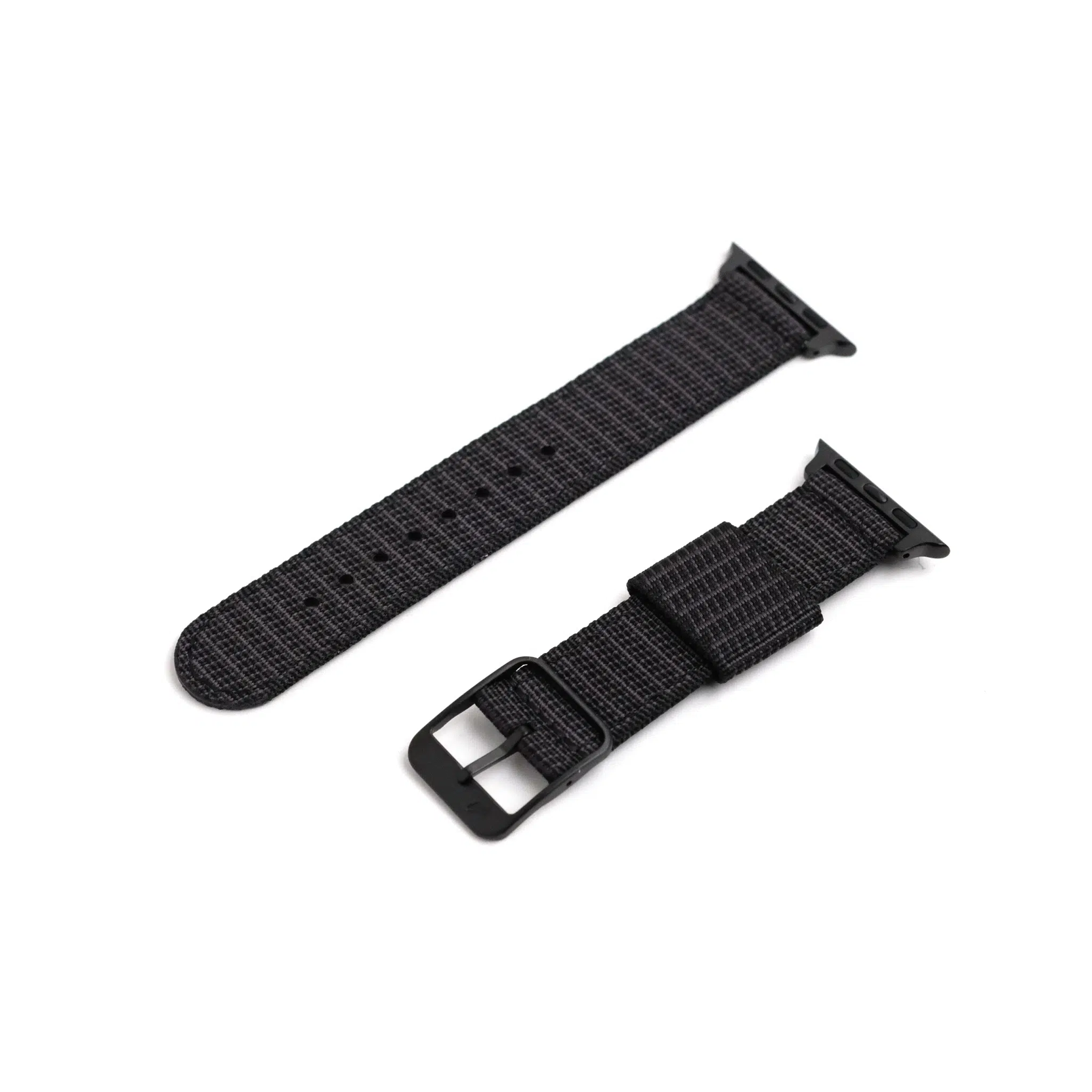 Black Hatch Apple-compatible 2-piece RSM Watch Strap with black buckle hardware featuring the Walrus logo for a sleek, stylish look.