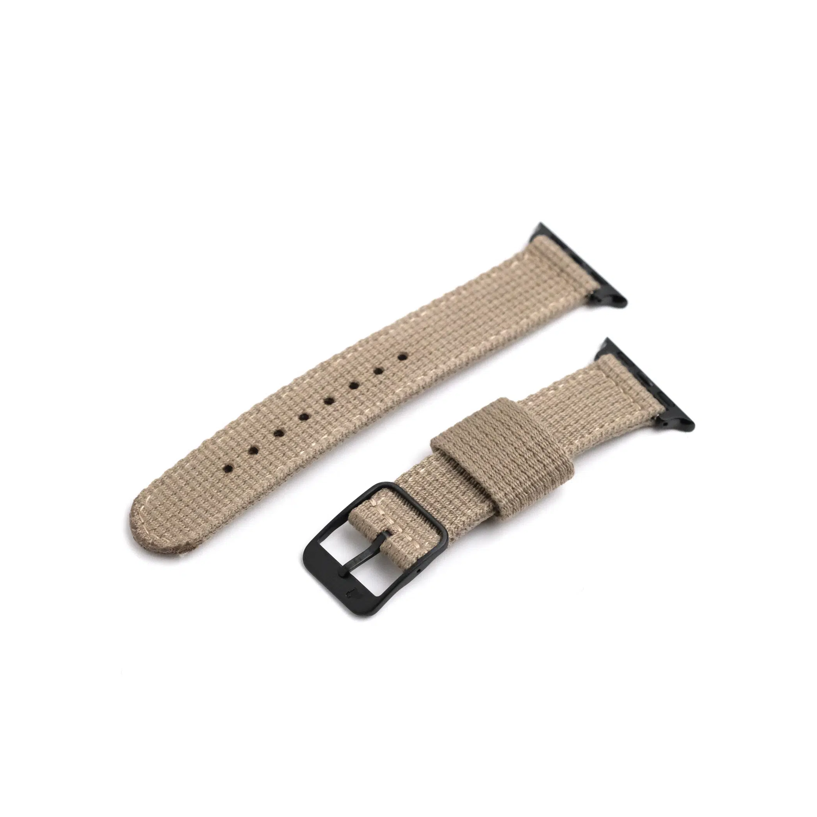 Khaki Hatch Apple-compatible 2-piece RSM Watch Strap with black buckle hardware and Walrus logo for a sleek, modern style.