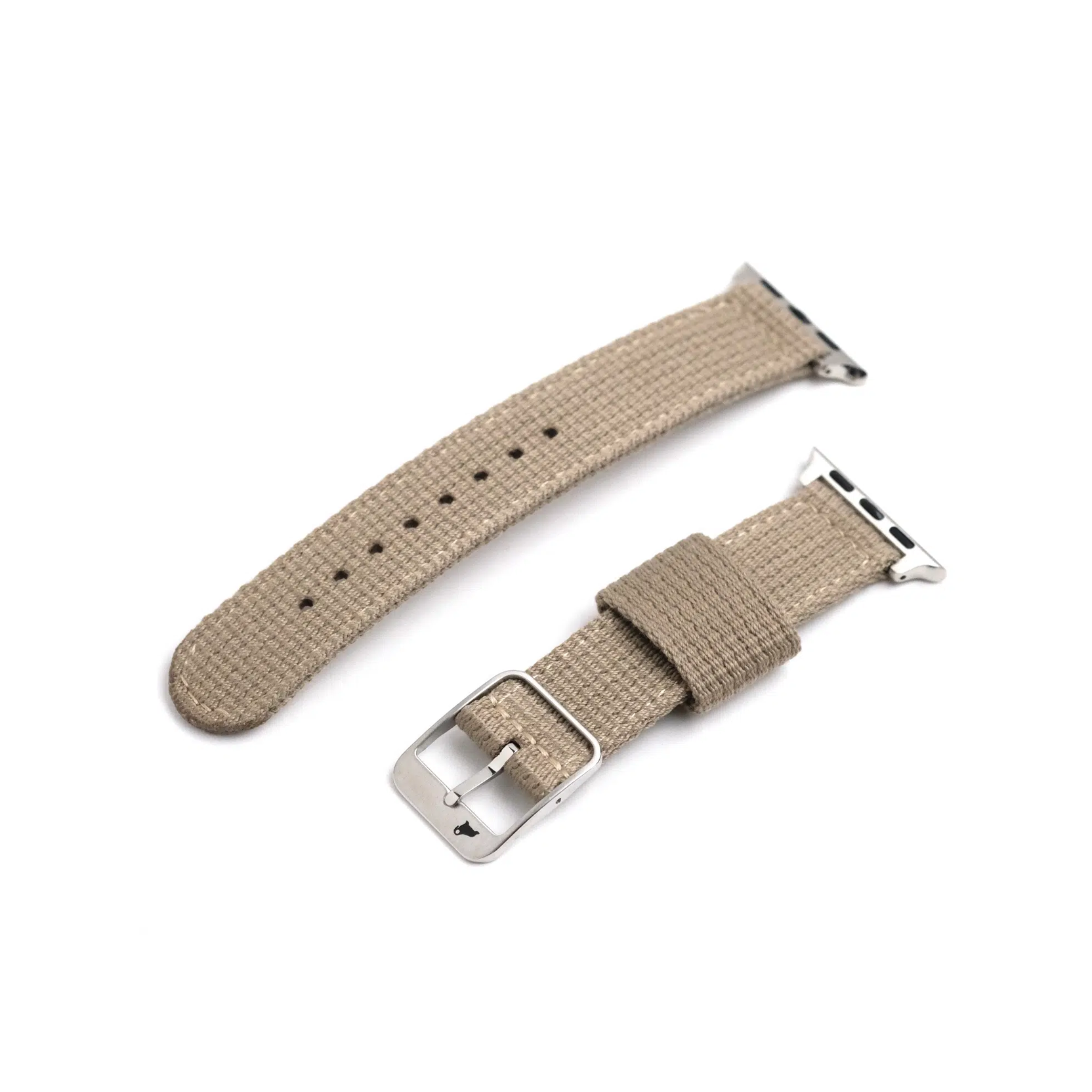 Khaki VTG Mil Apple-compatible 2-piece RSM Watch Strap with silver buckle and hardware for a classic, durable look.